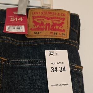 Levi's Blue Slim Straight Jeans with Contrast Stitching Size 34 X 34